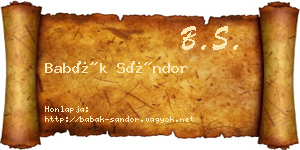 Babák Sándor névjegykártya