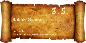 Babák Sándor névjegykártya