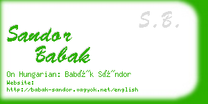 sandor babak business card